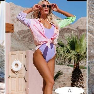 Vici 	Blakelyn Cotton Blend Striped Colorblock Button Down NEVER WORN